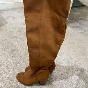 Suede Camel Knee Boots